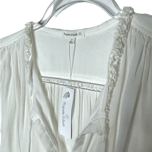 Poupette St Barth | NWT Batwing Dolman Sleeve Beachy Boho Top in White Small - Picture 2 of 10